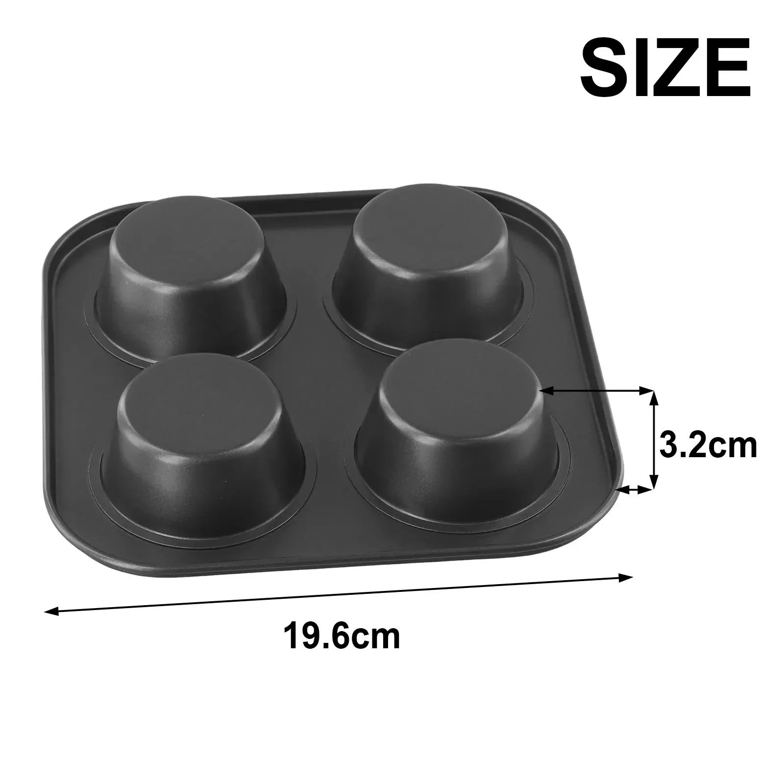 Cake Molds Black Muffin Mold 19x19x3cm 4 Cup Baking Pan Carbon Steel Cupcake Tray Environmental Non-stick Layer