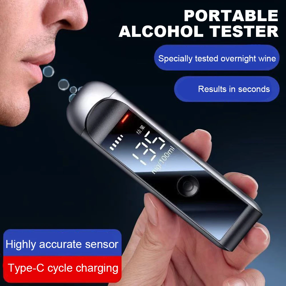 Breathalyzer Portable Alcohol Test Tools Professional-Grade Accuracy Breath Alcohol Tester for Personal & Professional Use