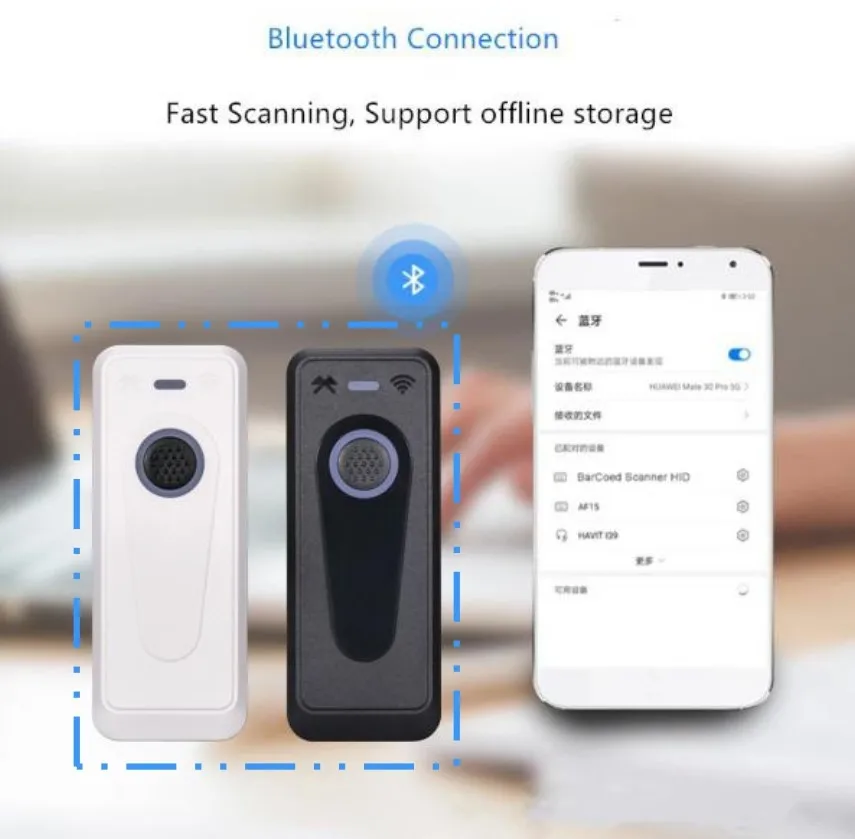 Evawgib-scanner Branco com Bluetooth 1d Barcode Scanner Ccd Leitor de Bolso sem Fio Data Matrix Code 128 Ios Android Windows Ev-cm3 - Imagem 6