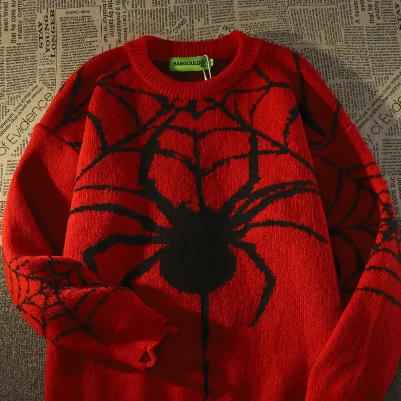 Spider Hole Sweater for Men and Women,Large Warm Knit Sweater, Retro American Style,Y2K,Harajuku,Hip-hop,Winter Clothing,2024