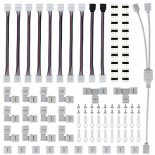 

75Pcs 4Pin Male To Male Connector RGB 5050 Led Light Quick Strip Jumper L-shaped Connector RGBW Splitter Cable Accessories