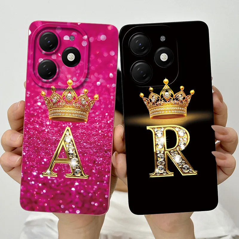 Crown Letter Silicone Soft Phone Case with Camera Protection and Back Cover Bumper
