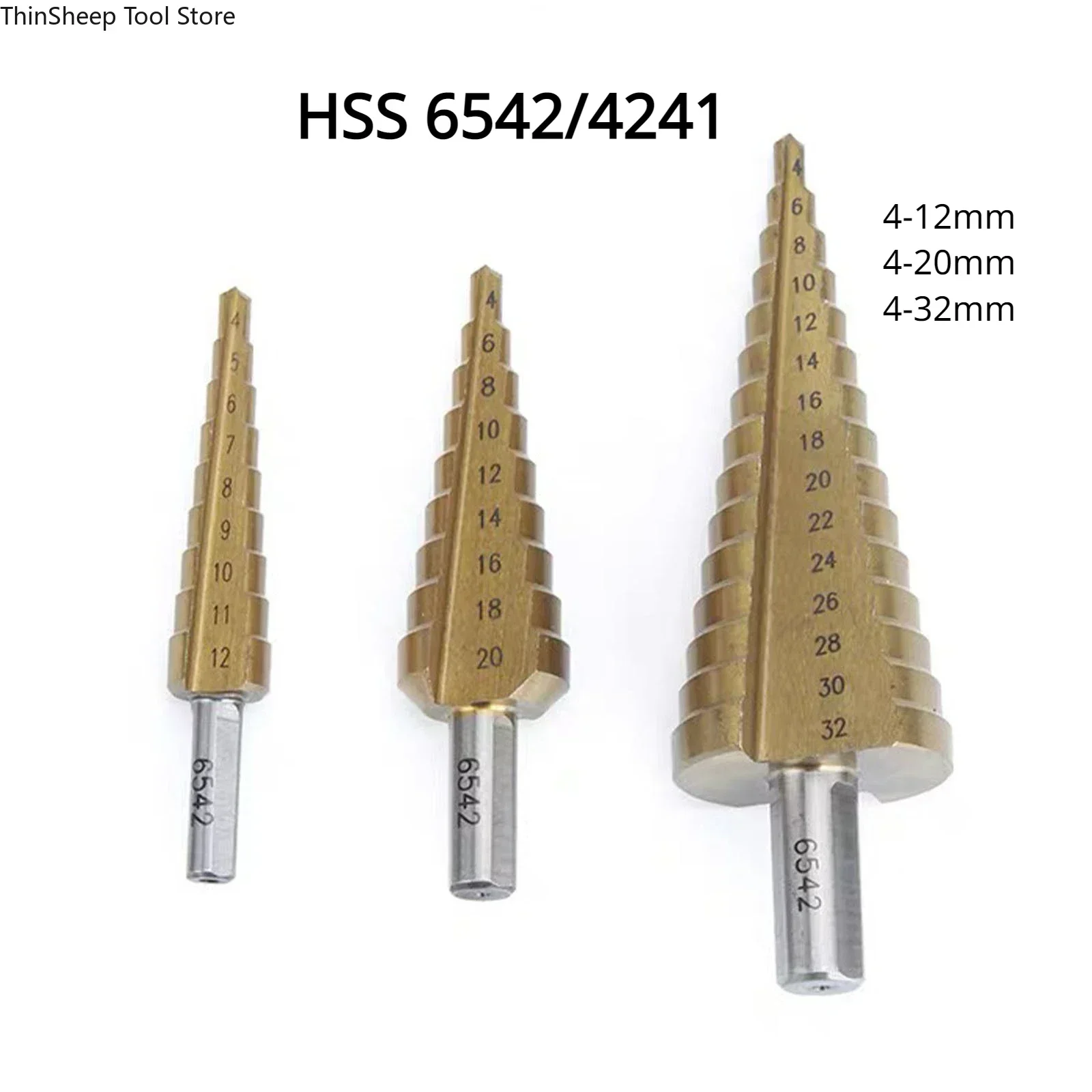 HSS Titanium Coated Step Drill Bit Straight Flute Triangular shank 6542 4241 Hole Cutter Cone Drilling Tool Sale Hole Expander