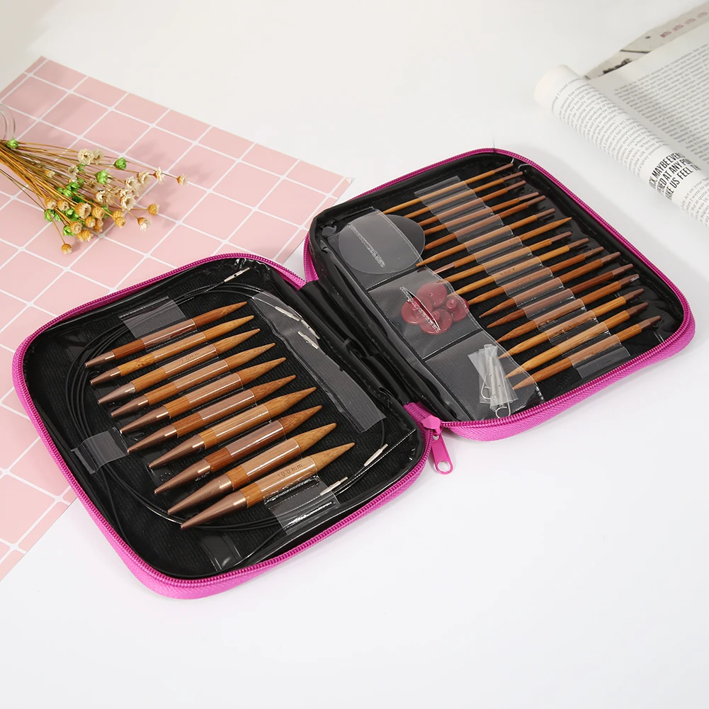 Circular Aluminium 13 Pairs Knitting Needles Ring Set Change Head Knit