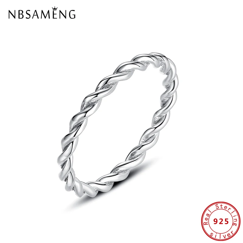

Original 100% 925 Sterling Silver Ring Twisted Rings For Women Fine Jewelry Engagement Wedding Valentine's Day Gift
