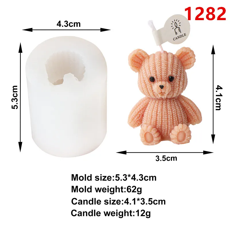 Cute 3D Cartoon Bear Silicone Candle Mold for DIY Scented Candles and Home Decor