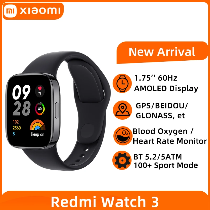 Xiaomi-Montre intelligente Redmi Watch 3 pour homme et femme, 1.75 AMOLED,  390 × 450 Pixel, oxygène sanguin, fréquence cardiaque, appel téléphonique  Bluetooth - AliExpress