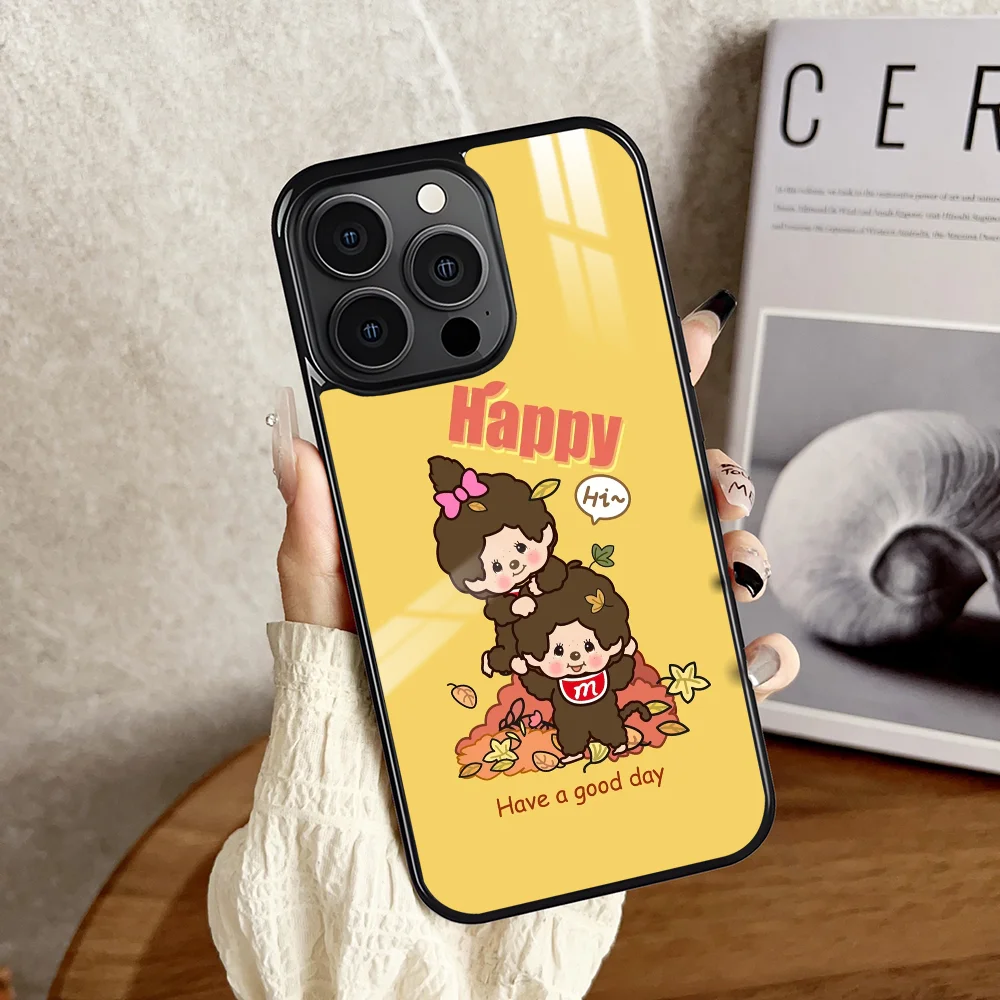 Niedliche Cartoon-M-Monchhichi-Handyhülle für iPhone 16 15 14 13 12 11 Pro Xs Max Mini Plus, rutschfest, stoßfest, harte Funda – Detail 4
