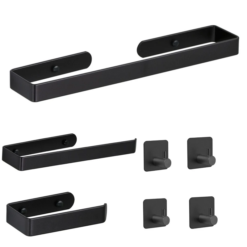 Description Picture 2 of itemAluminum Towel Rack Wall Mounted Robe Hook Towel Rail Bar Rack Bar Shelf Tissue Paper Holder Home Organizer Bathroom Hardware