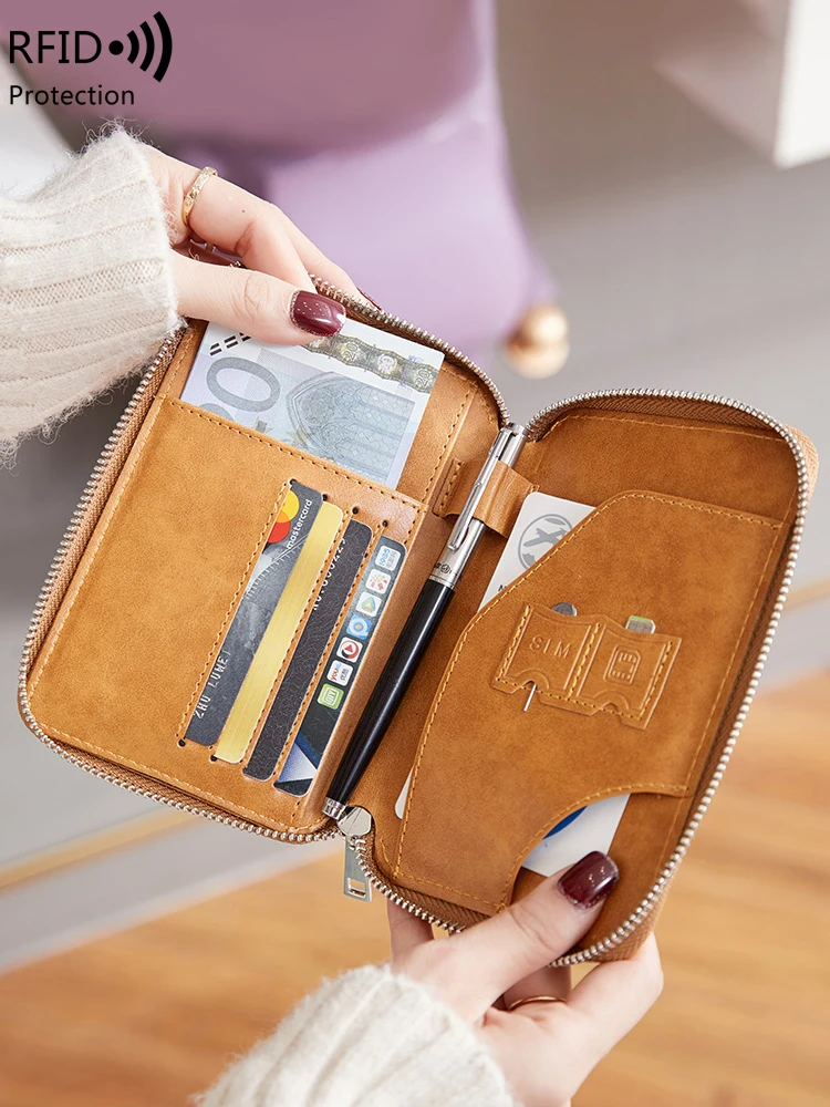 RFID Anti-Theft Retro Travel Wallet – Stylish and Multifunctional Passport Holder