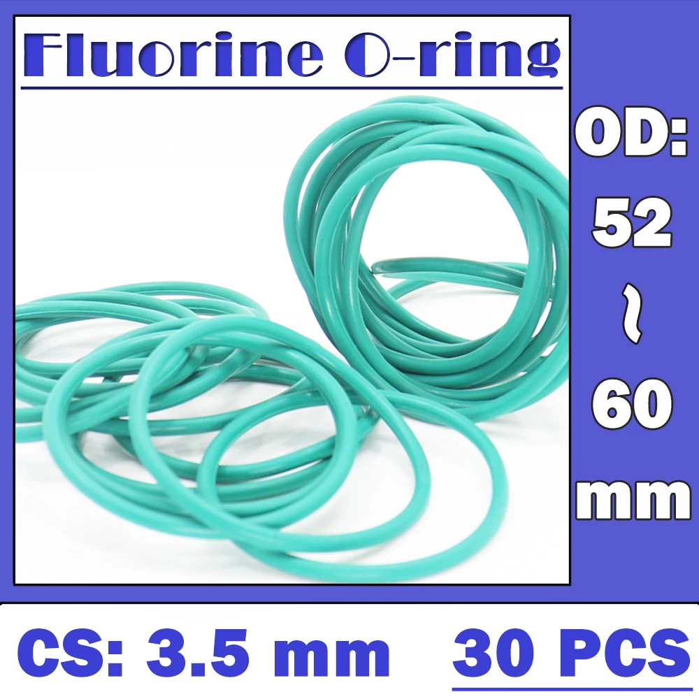 

CS3.5mm FKM Rubber O RING OD 52/53/54/55/56/57/58/59/60*3.5 mm 30PCS O-Ring Fluorine Gasket Oil seal Green ORing