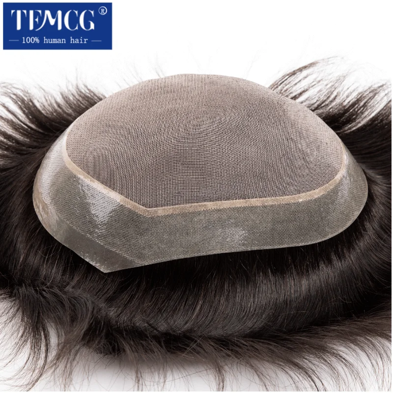 Fine Mono With Soft Pu Toupee Men Wig 100%  Human Hair Breathable Male Hair Prosthesis Capillary Male Wig Exhuast Systems 5
