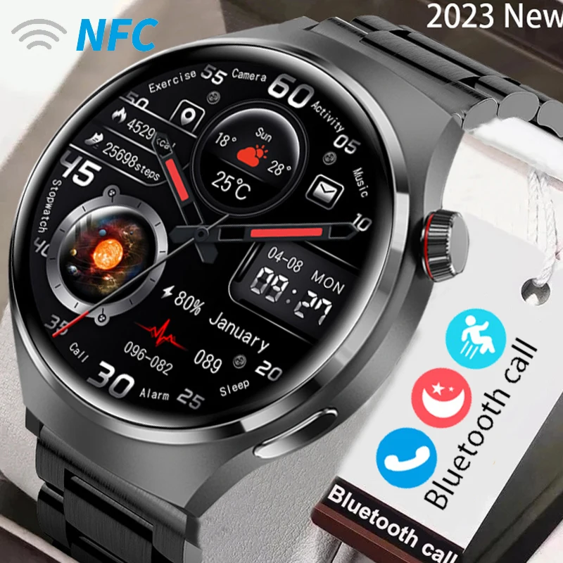 

2023 New NFC Smart Watches Men AMOLED Watch 4 Pro GPS Tracker Heart Rate HD Voice Calling IP68 Waterproof SmartWatch For Android