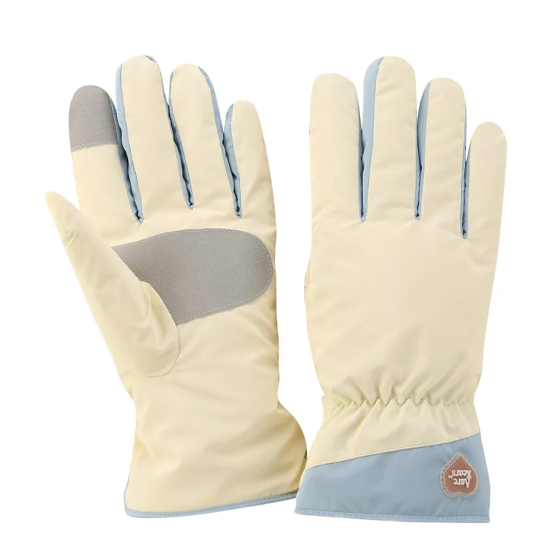 

Women's Warm Plush Ski Gloves Autumn and Winter Outdoor Waterproof and Anti-skid Riding Gloves Touchable Screen Gloves Ry*