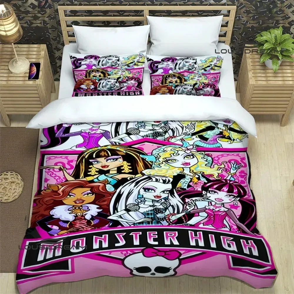 Monster High Cartoon Printed Bedding Sets Exquisite Supplies Set Duvet Cover Bed Comforter Set Bedding Set Luxury Birthday Gift 4