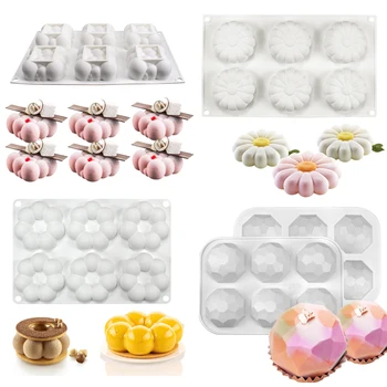 해바라기 다이아몬드 실리콘 베이킹 몰드, DIY 클라우드 러브 케이크 만들기 키트, 도넛 꽃잎 촛불 초콜릿 퐁당 몰드, 생일 선물