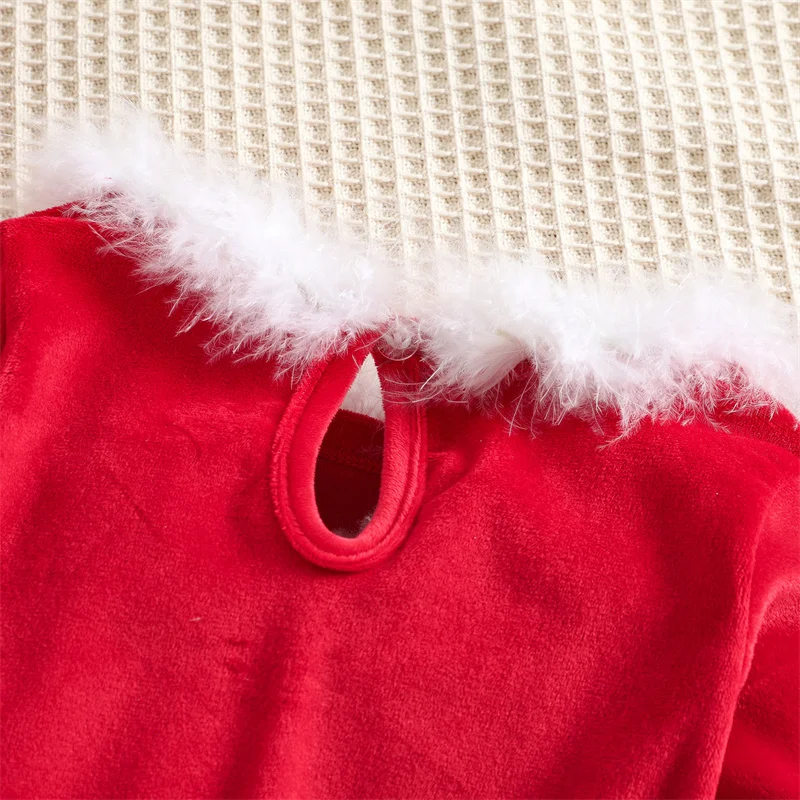 Baby Girl Christmas Dress Santa Claus Long Sleeve Skirt Christmas Velvet Mesh Patchwork A Line Dress with Headband