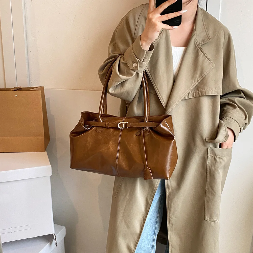 حقيبة كتف من جلد البولي يوريثان، حقيبة بمقبض علوي...