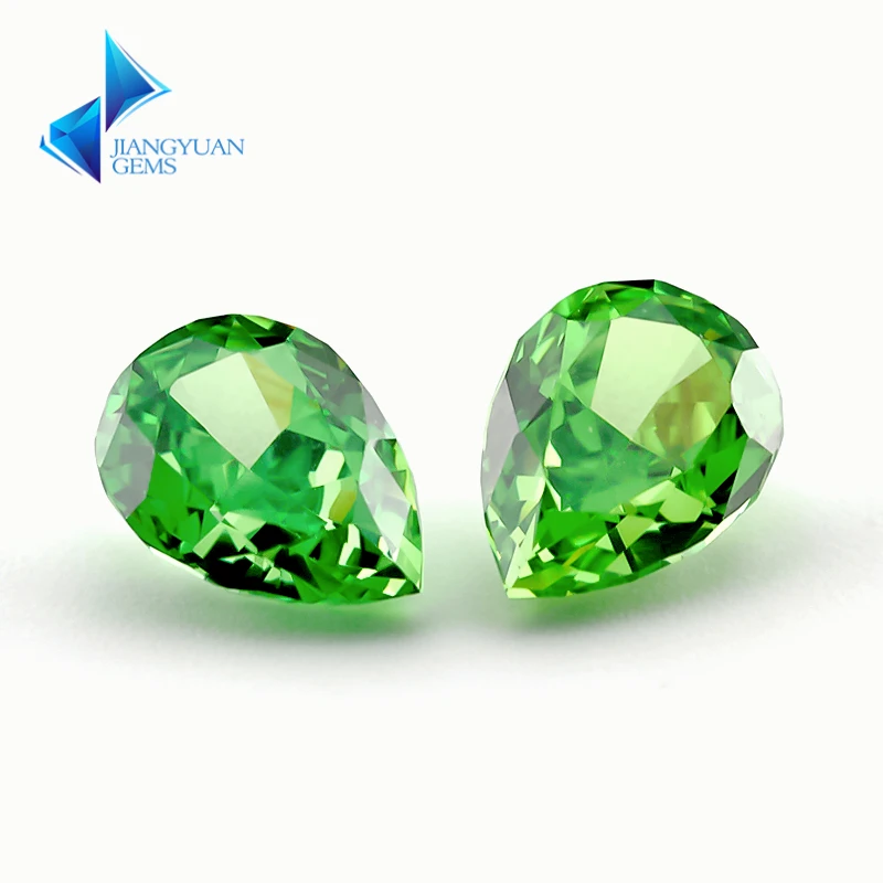 

JIANGYUANGEMS 10#Light Green Pear Crushed Ice Cut Cubic Zirconia Stone 5A 6x8mm Zircon Loose CZ Synthetic Gemstone For Jewelry