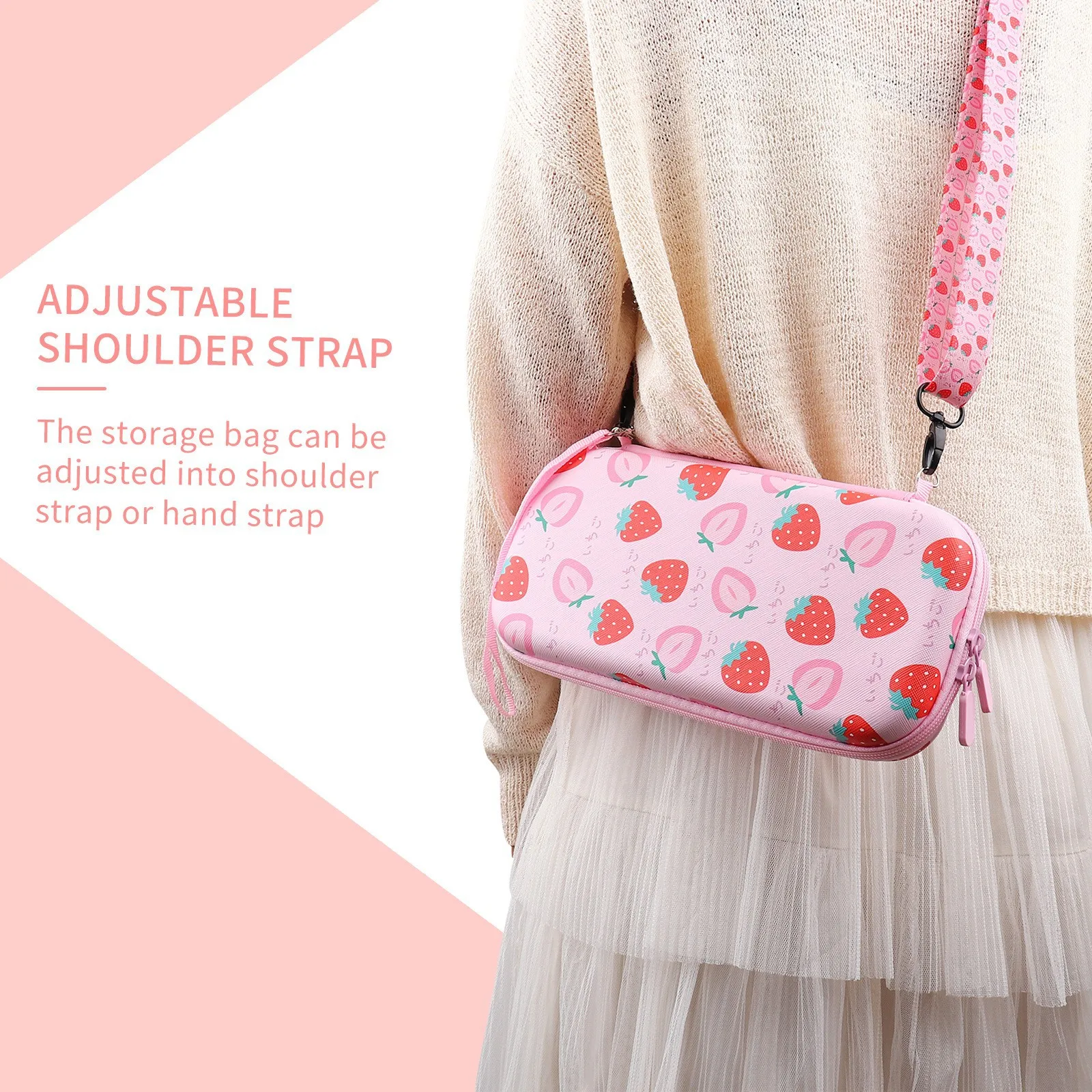 Carrying Case For Nintendo Switch Ns/Switch OLED Model，Hard portable travel case suitable  strawberry themed switch accessories 4