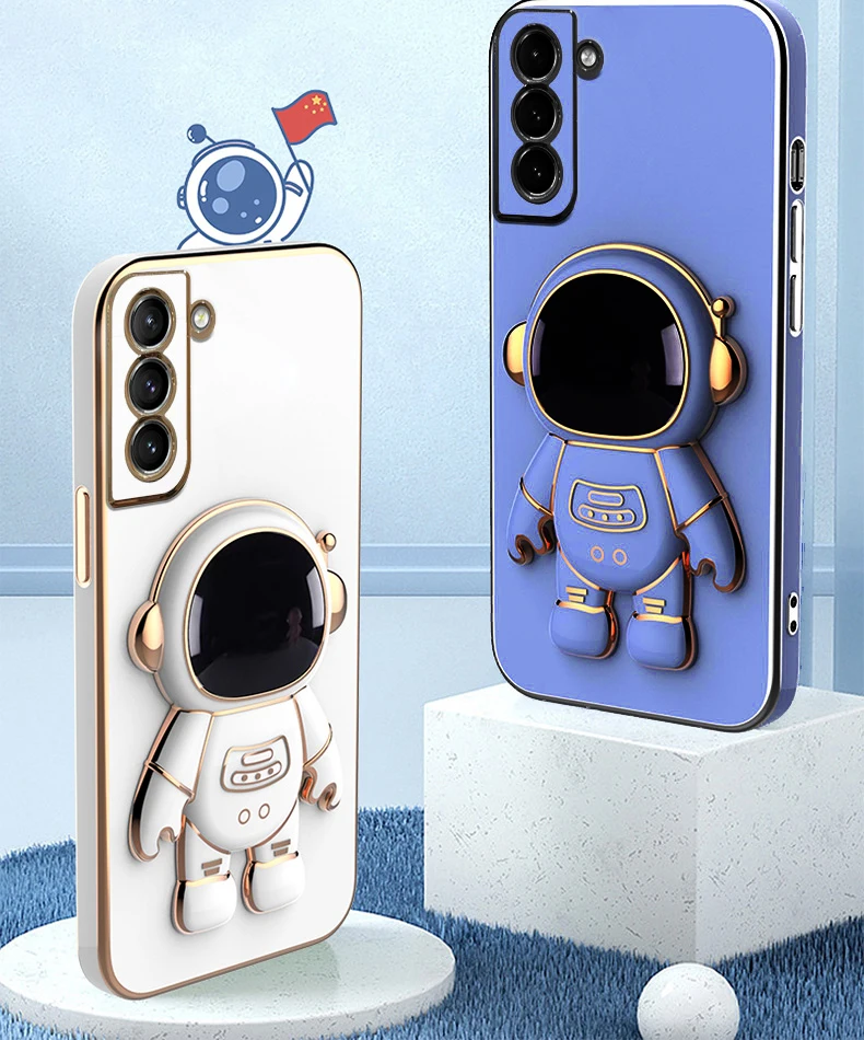 3D Astronaut Fold Stand Plating Case For Samsung Galaxy S22 S21 Ultra S20 FE S10 Plus A52 A53 A51 A32 A33 A71 A72 4G 5G Cover classic Galaxy S20 FE 5G Phone Cases