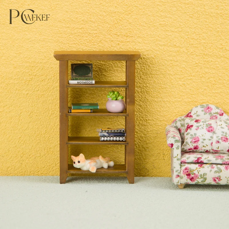 

1/12 Dollhouse Simulation Bookshelf Storage Rack Dollhouse Miniature Furniture Cupboard Decoration Dolls House Accessories