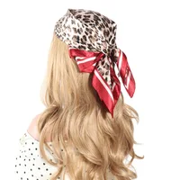 60*60CM Leopard Printing Bandanas Hair Bands For Ladies Women Square Satin Scarf Fashion Turban Headband Hair bands 2