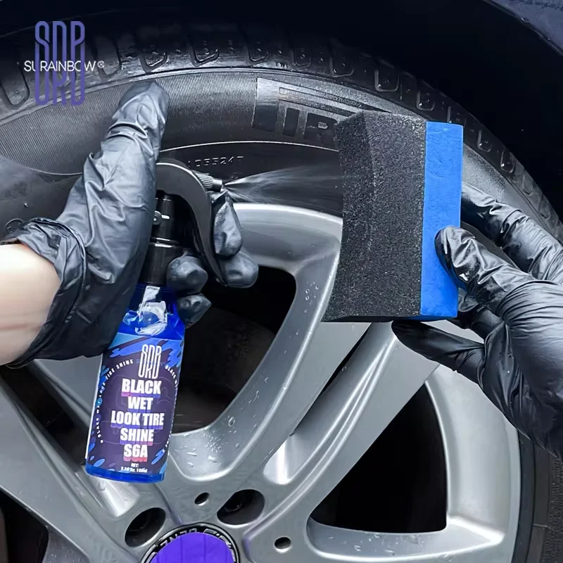 Motorcycle Tire Shine Dressing Black Wet Look Tire Dressing for Deep Glossy Finish for Protection Long-Lasting Tire Shine Spray