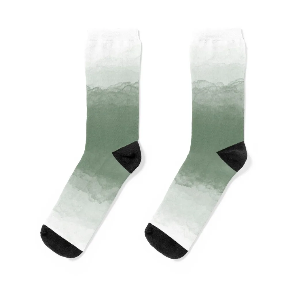 

Abstract Watercolor Ombre (sage green/white) Socks Antiskid soccer Heating sock Men Socks Women's