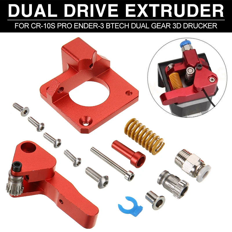 Dual Drive Extruders For CR-10S PRO Ender-3 Btech Dual Gear 3D Printer Parts Aluminium Bowden Extruder 1.75mm Filament Diameter