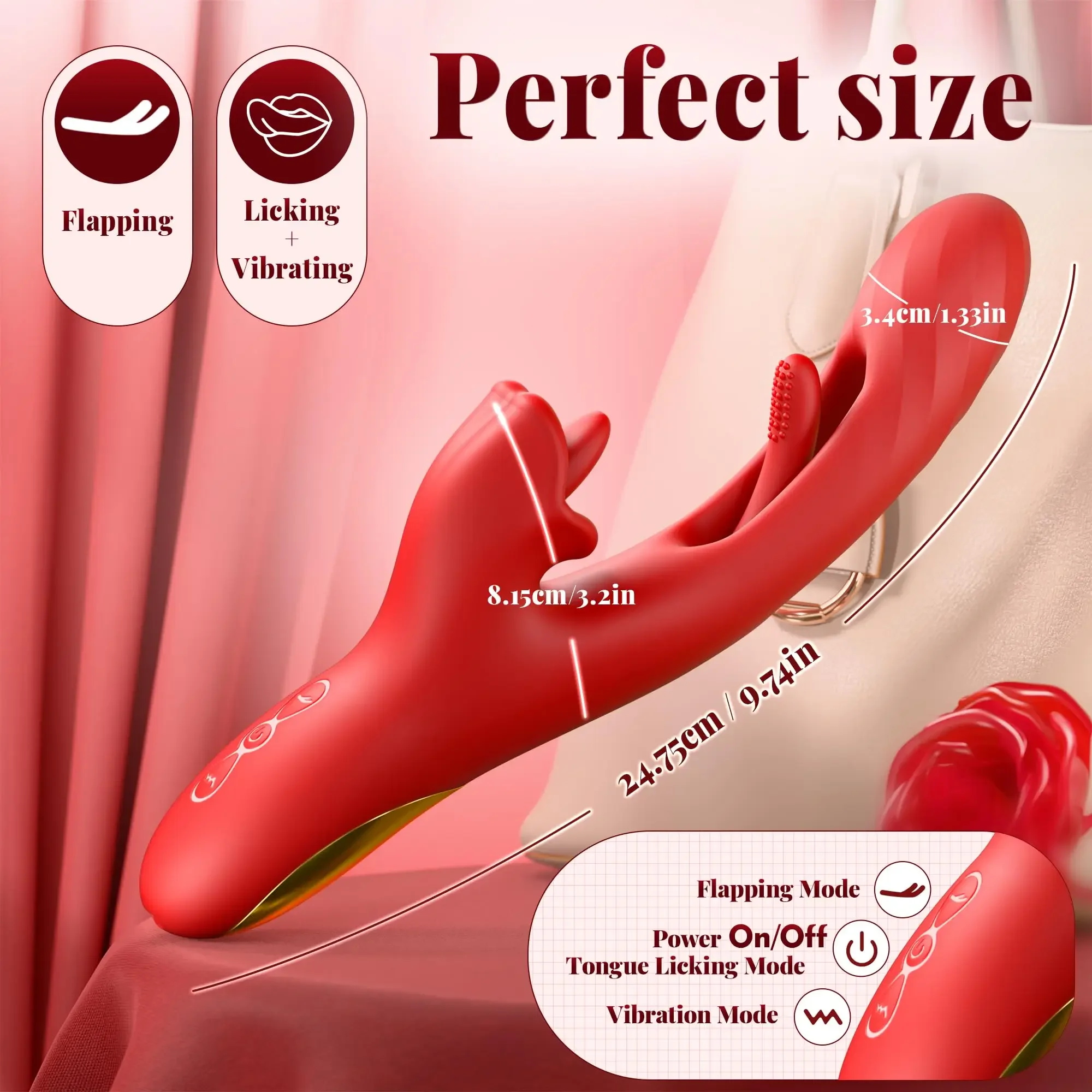 2-In-1 Flapping Rotating Licking Dildo - Image 4