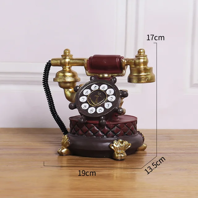 Kreatív Gyanta Telefon Retro Nosztalgikus Asztali Dísz Kézzel Készített Régi A Nappali Szoba Hálószoba Szálloda Borszekrény Dekoráció - Image 2