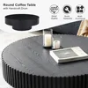 31" Round Black Coffee Table for Living Room, Mid Century Modern Coffees Tables with Sturdy Pedestal, Coffee Table 6