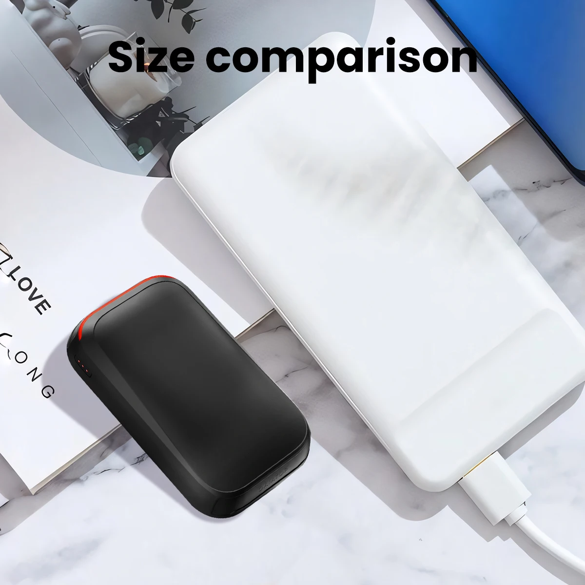 GAIATOP Rechargeable Hand Warmer 2-piece Set, 2-in-1 Electric Portable Pocket Heater Rechargeable Hand Warmer Heat Treatment Bla