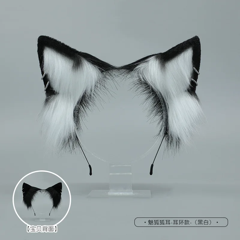 New Grey Wolf Fox Headwear Furry Cat Ear Cat Tail Props Jackal Ears Headband Handmade Anime COSPLAY Lolita KC LOL Accessories hair accessories anime cosplay props
