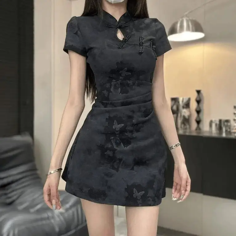 Chinese Style Panda Embroidery Slim American Sleeve Dress main image 1