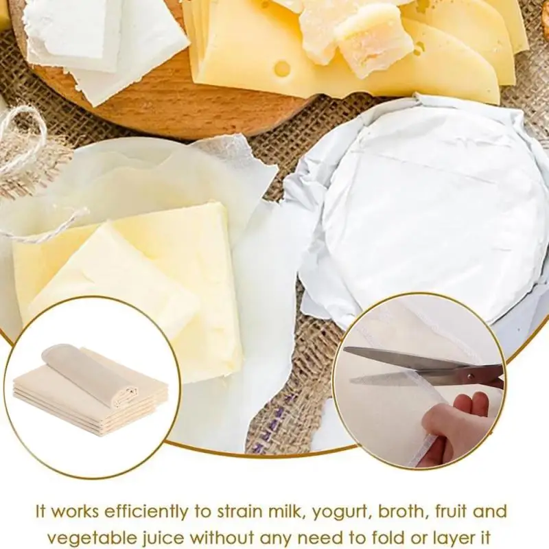 Absorbent Filter Cloth Square Locking Edge Beancurd Cloth Cheese Soybean Milk Filtration Edible Filter Gauze Steamer Mat 1~5pcs