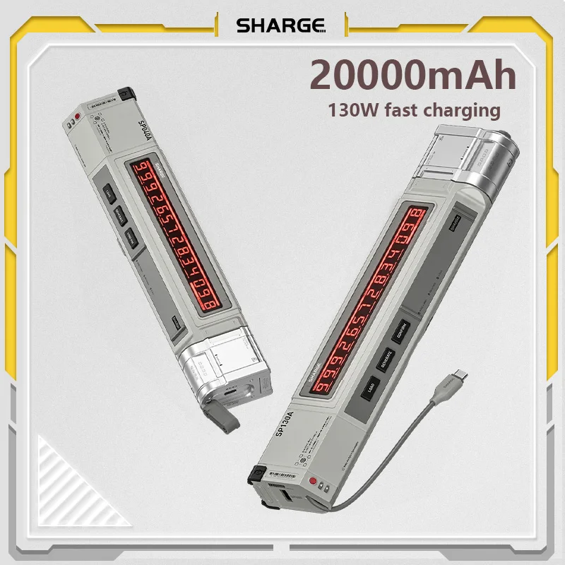

SHARGE Power Bank 130W Max Fast Charging 20,000mAh Capacity 3 Output Interfaces(2*USB C 1*USB A) Power Bank for iPhone15 Macbook