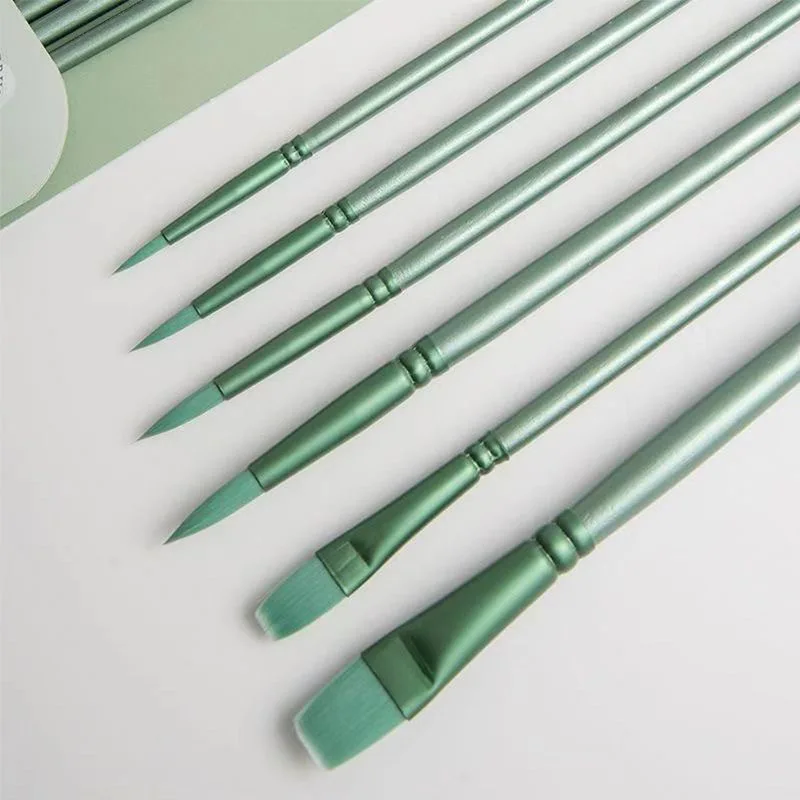 Watercolor Brush Set Pointed Round Flat Head Soft Hair Beginner's Art Student Hand Drawn Watercolor Nylon Painting Material 3
