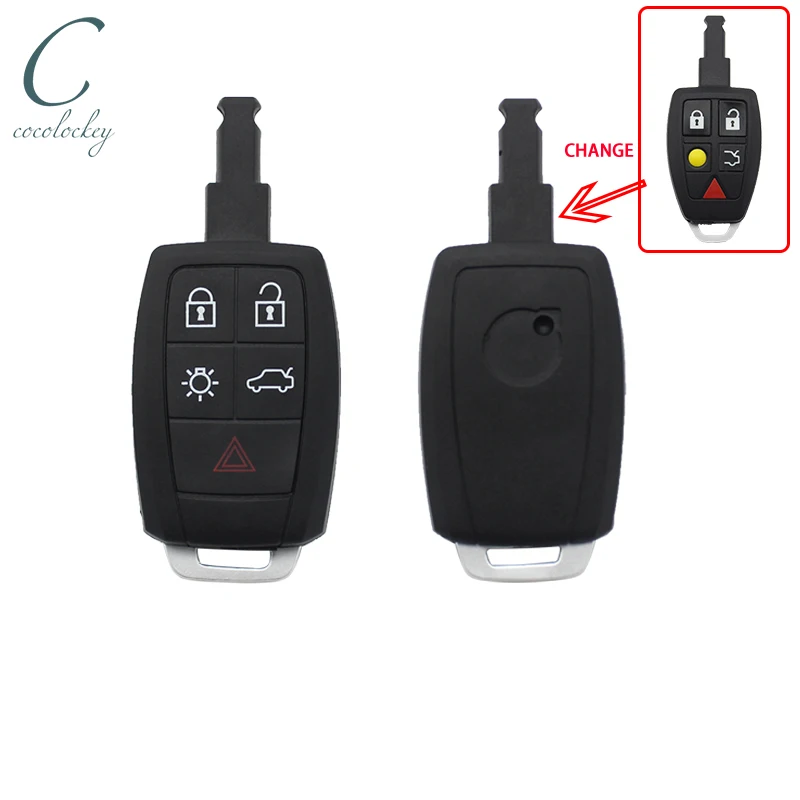 Key Shell Fit for VOLVO V40 V70 C70 S40 S60 S70 5 Button Keyless Remote Car Keys Fob Uncut Blade Replacement Cocolockey