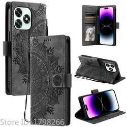 Luxury Leather Flip Cover Wallet Phone Case with Embossed Totems Design - Honor X5c (GRAY)