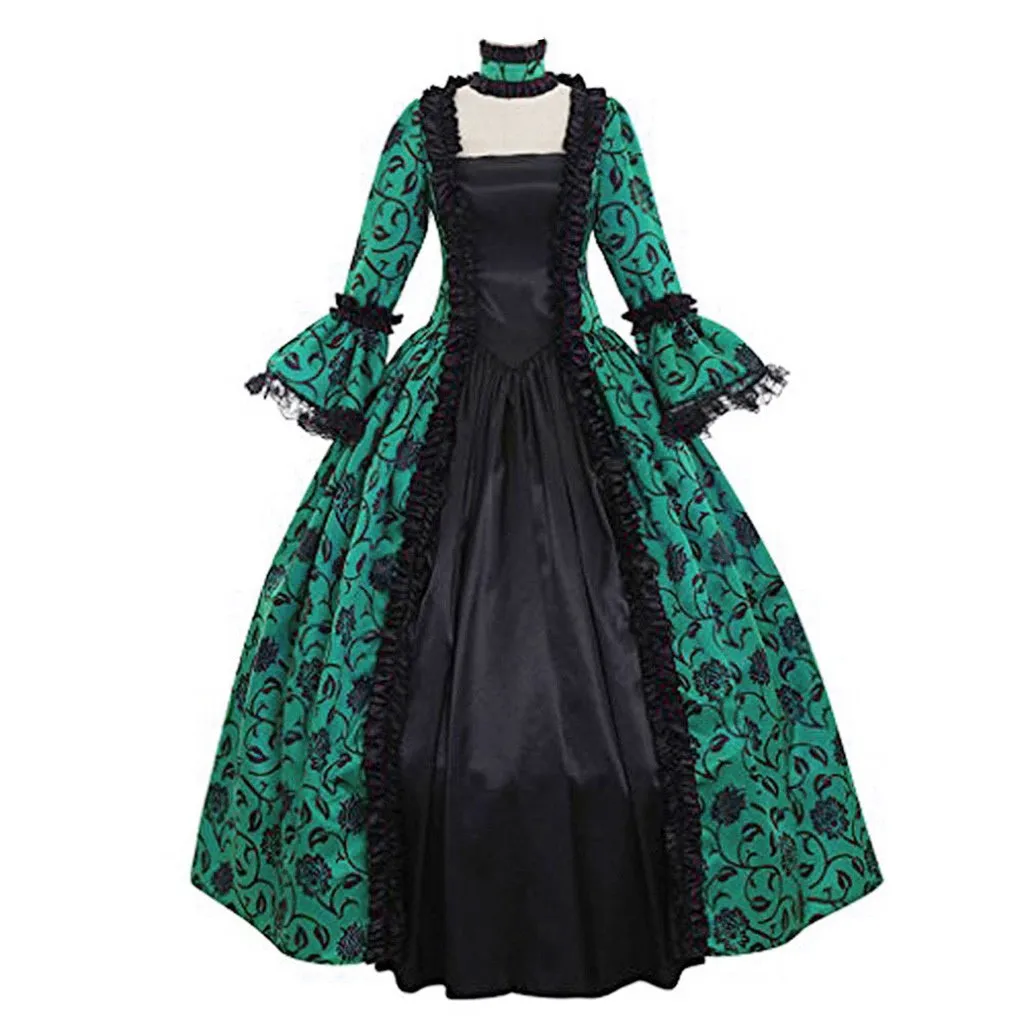Gothic Gowns Gothic Gowns Women Retro Winter Print Ball Floral Fall Dress