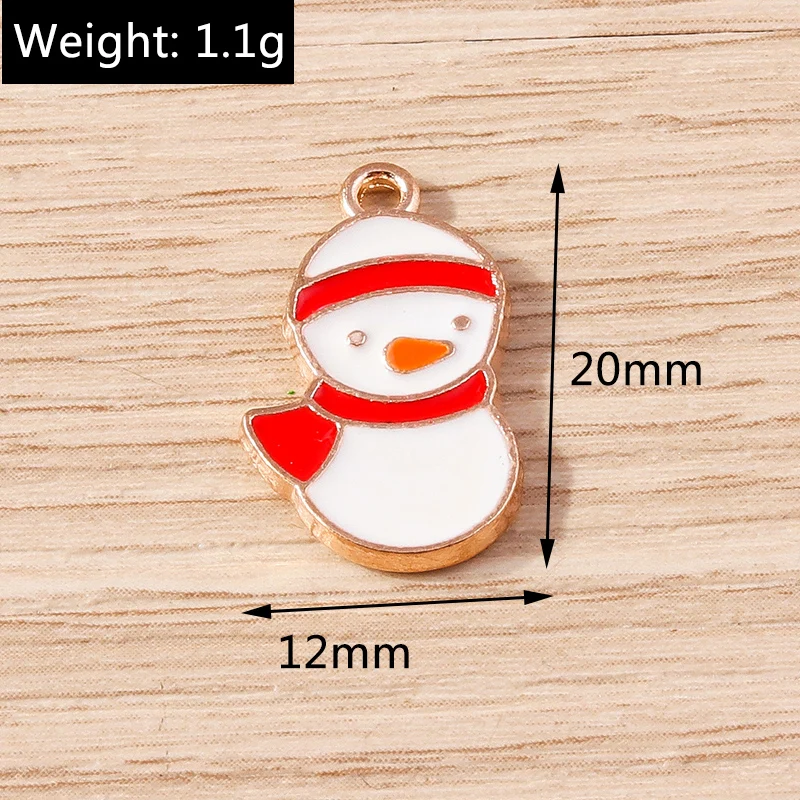 Tusember 10 Stück Weihnachts-Schneemann-Charms für Schmuckherstellung, Neujahr, Ohrringe, Halskette, Armbänder, Geschenke, DIY-Weihnachtsanhänger – Detail 12