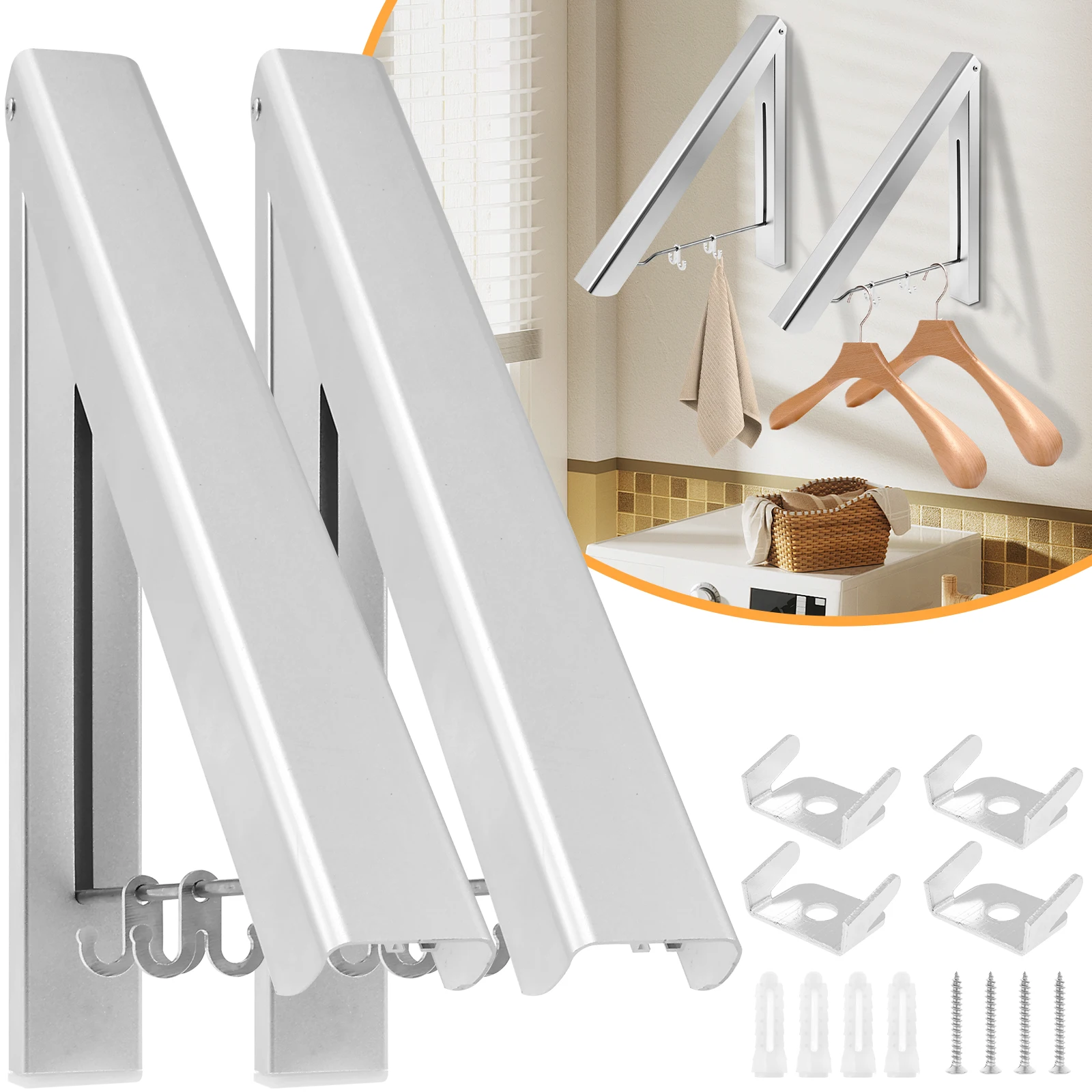 Folding Laundry Rack Versatile Aluminum Telescopic Clothes Hanger Space Saving Clothes Hanger Retractable Drying Rack