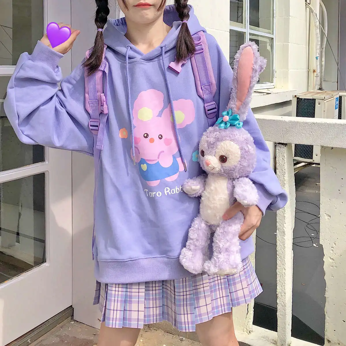 

Harajuku Japanese Anime Bear Hoodies Women Spring Japanese Cute Pullovers Hooded Kawaii Sweatshirt Letter Print Hoodie