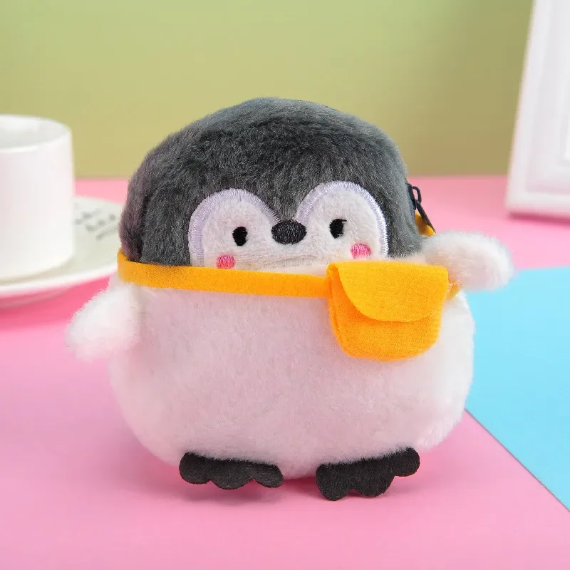 Penguin Plush Coin Bag Penguin Yellow Schoolbag Mini Currency Coin Purse Kid Lipstick Data Cable Storage Bags