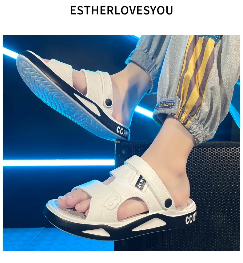 الرجال الصيف إيفا الصنادل شباشب على الموضة داخلي خفيفة الوزن لينة المضادة للانزلاق الشقق الرجال الصنادل في الهواء الطلق الشاطئ الصنادل المفتوحة تو