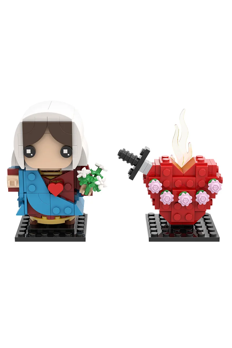MOC Jungfrau Maria Modell Bausteine Cor Immaculatum Mariae Jesus Mutter Katholische Religion Figur Ziegel Spielzeug Geschenk – Detail 2