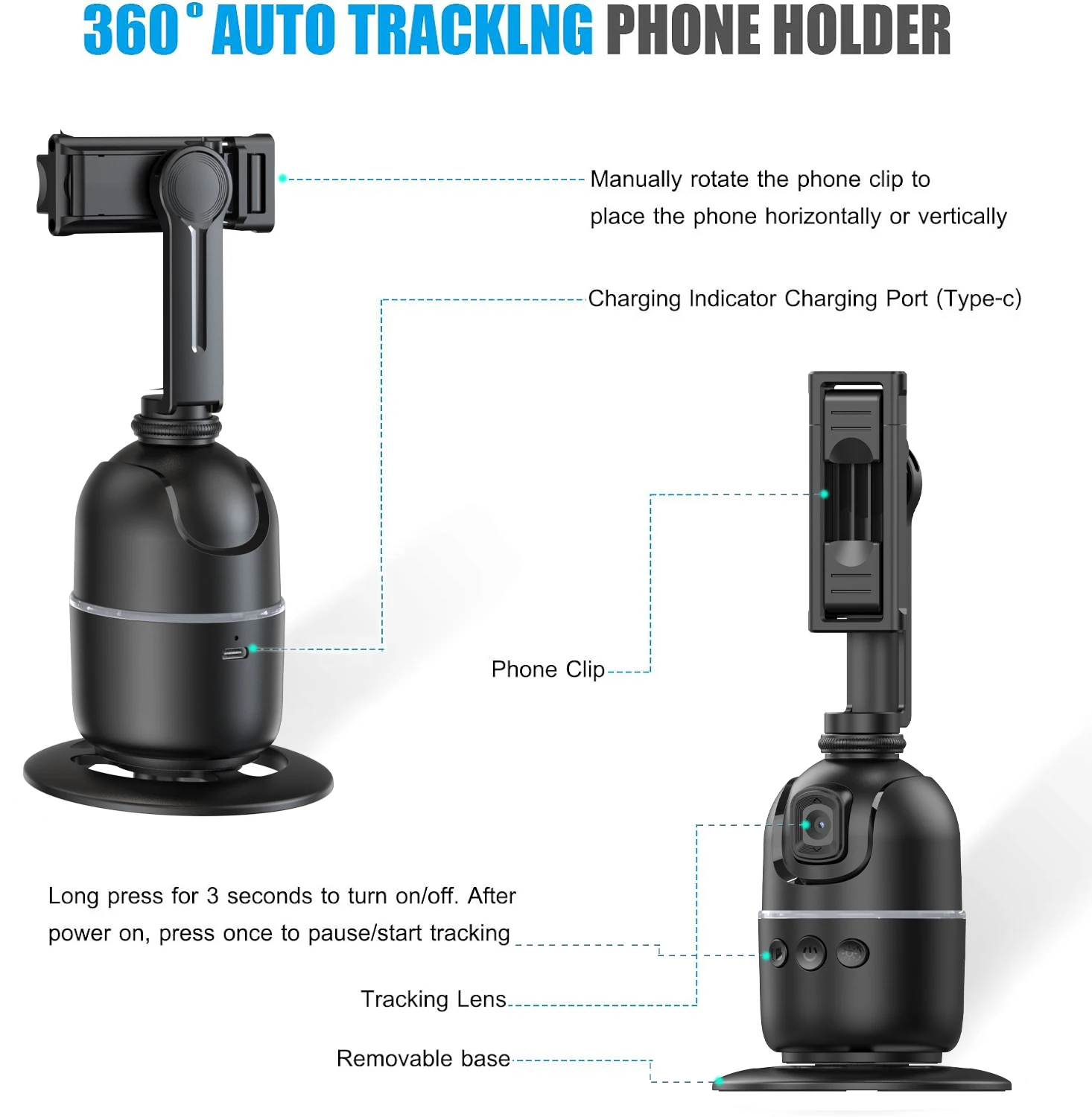 Auto AI Face Tracking Gimbal Stabilizer Tripod