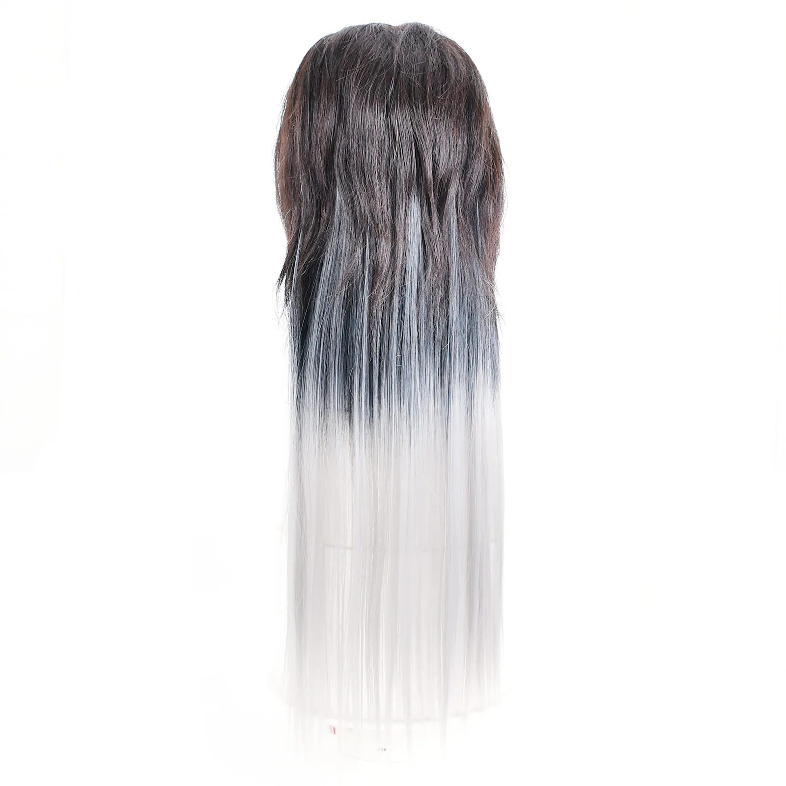 Extension per capelli sintetici con clip di colore grigio, con 5 clip, capelli lunghi e lisci, per donne e ragazze_voghion.com